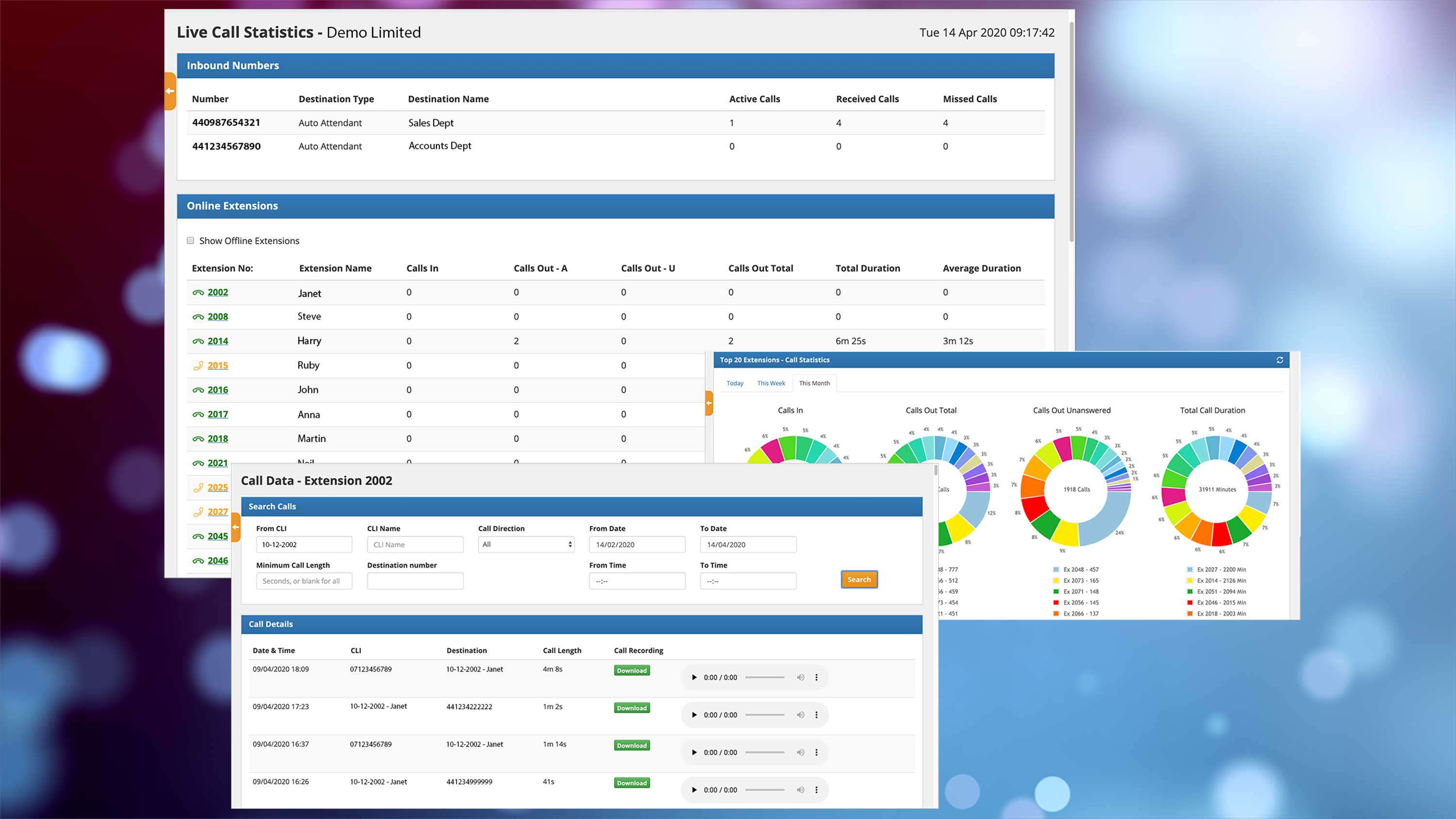 Live Call Statistics Demo